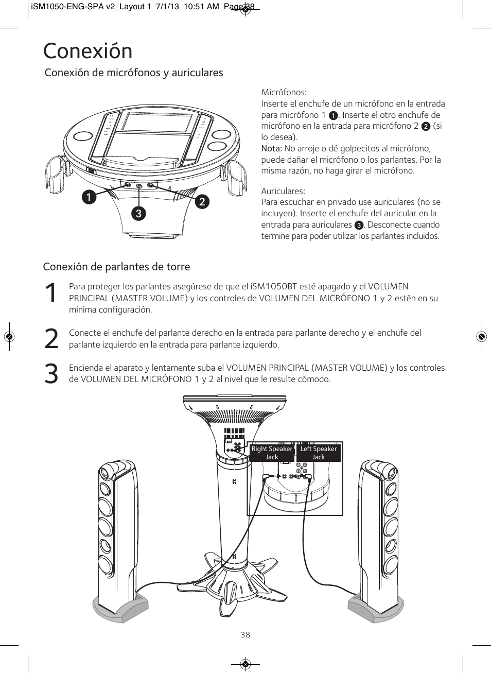 Conexión, Uv w | Singing Machine iSM1050 User Manual | Page 39 / 58