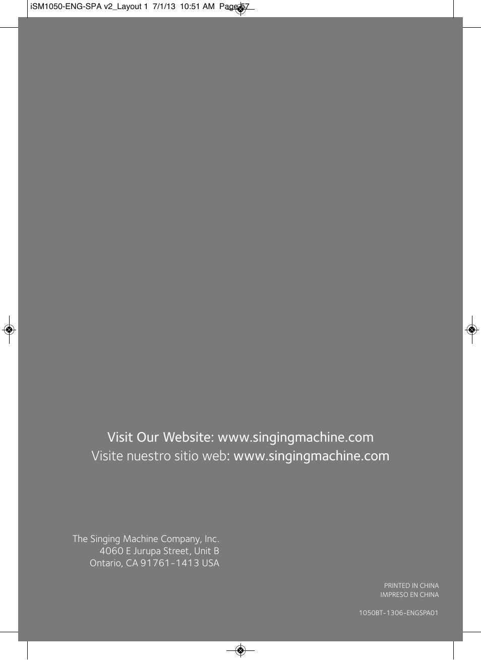 Singing Machine iSM1050 User Manual | Page 58 / 58