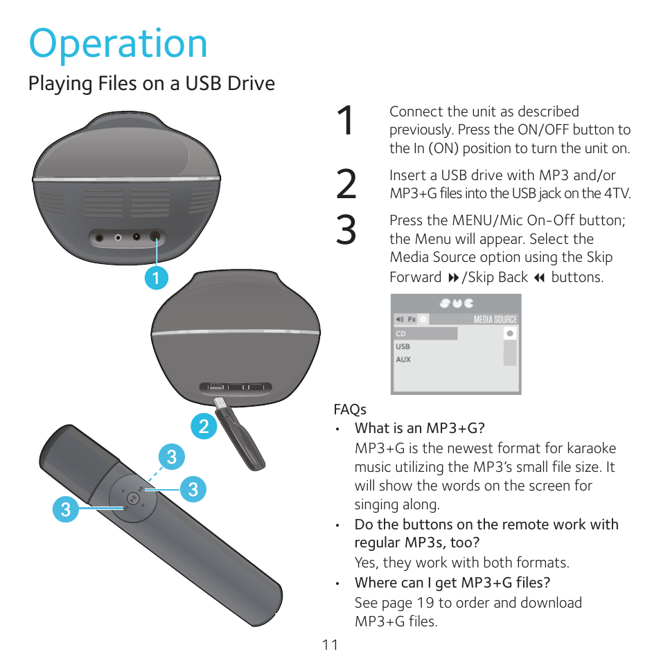 Operation, Vw w w | Singing Machine 4TV User Manual | Page 12 / 26