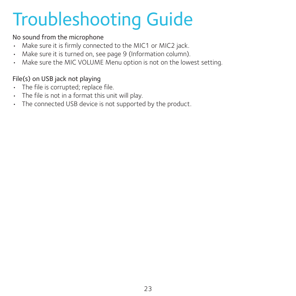 Troubleshooting guide | Singing Machine 4TV User Manual | Page 24 / 26