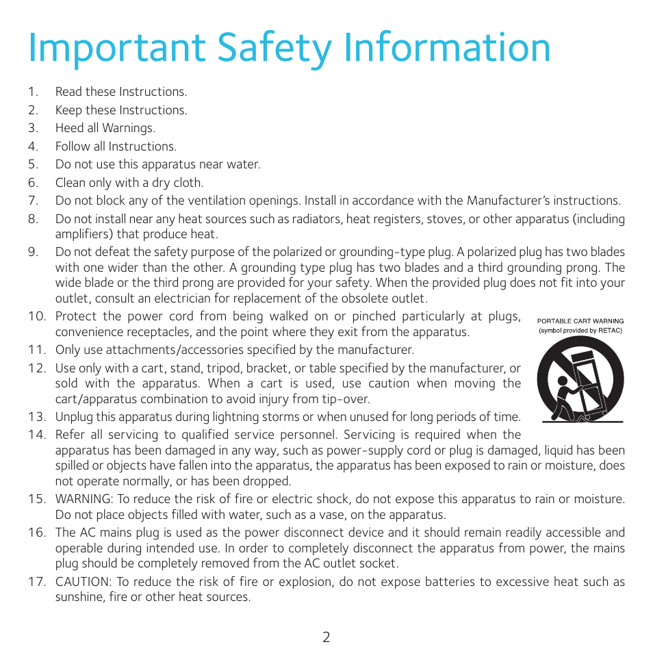 Important safety information | Singing Machine 4TV User Manual | Page 3 / 26
