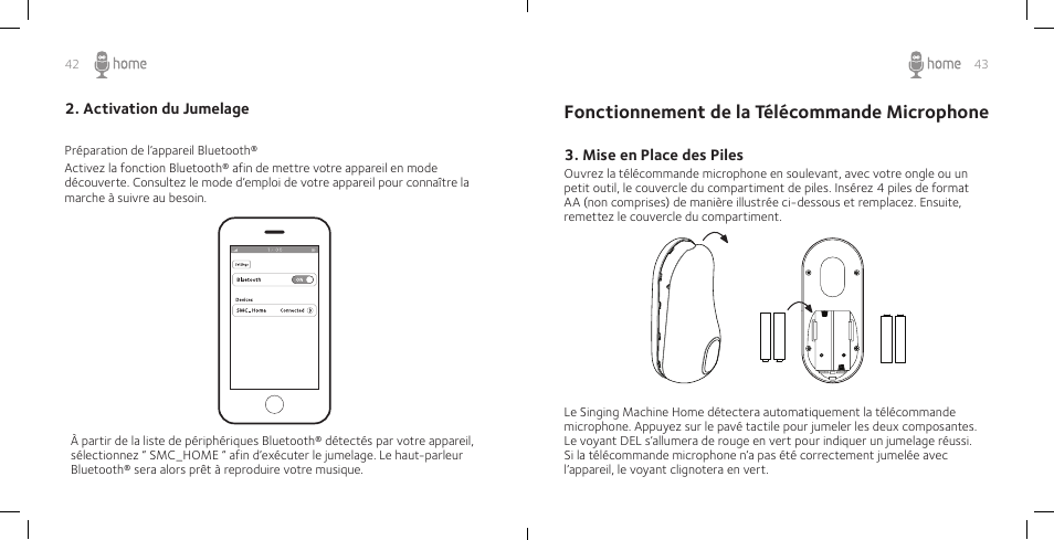 Fonctionnement de la télécommande microphone | Singing Machine SM Home User Manual | Page 23 / 28