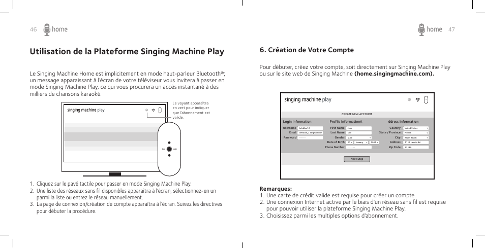 Utilisation de la plateforme singing machine play, Création de votre compte | Singing Machine SM Home User Manual | Page 25 / 28
