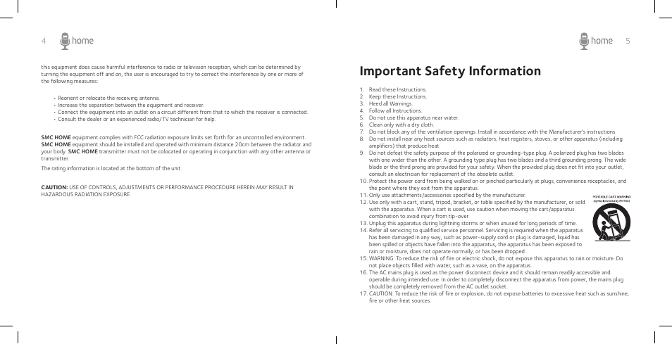 Important safety information | Singing Machine SM Home User Manual | Page 4 / 28