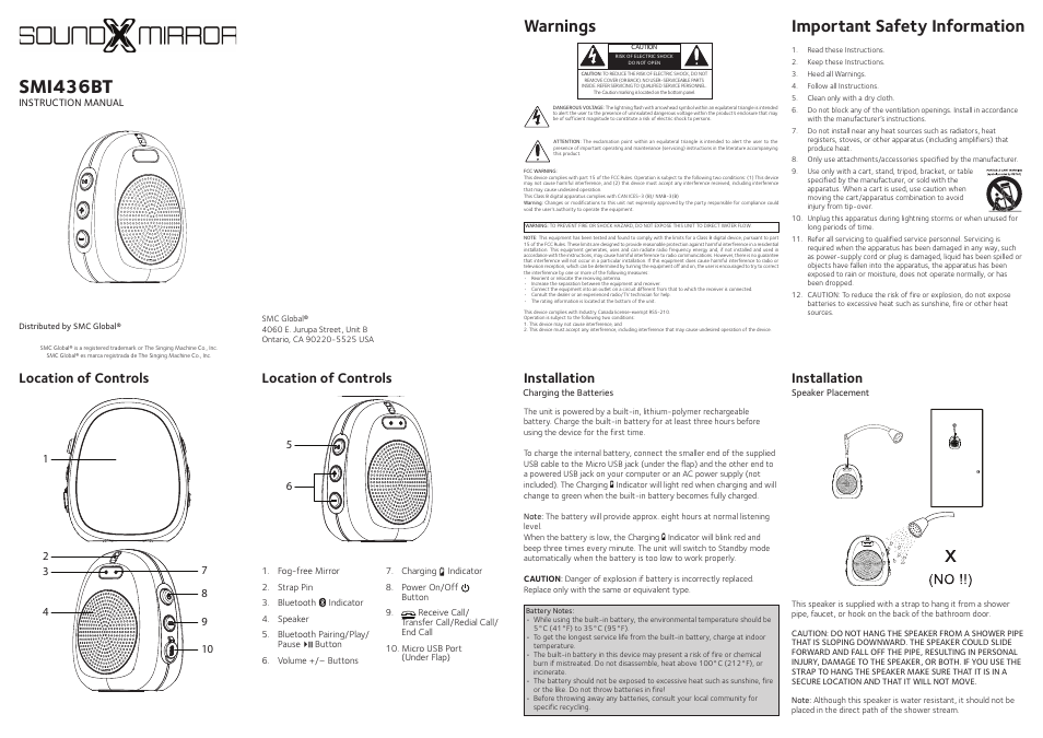 Singing Machine SMI436 User Manual | 2 pages