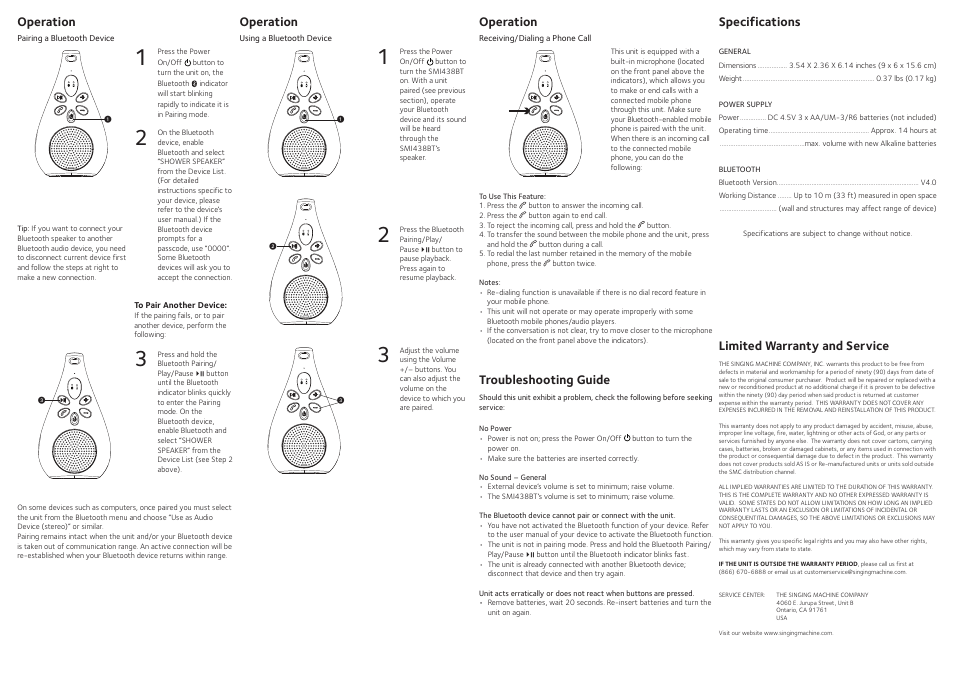 Singing Machine SMI438 User Manual | Page 2 / 2