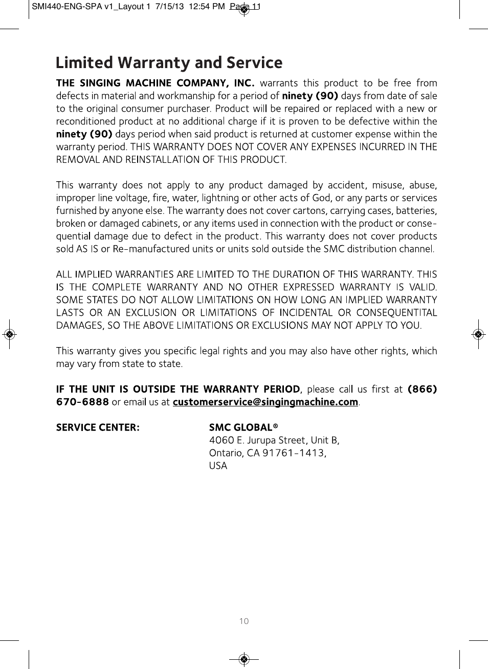 Singing Machine SMI440 User Manual | Page 11 / 22