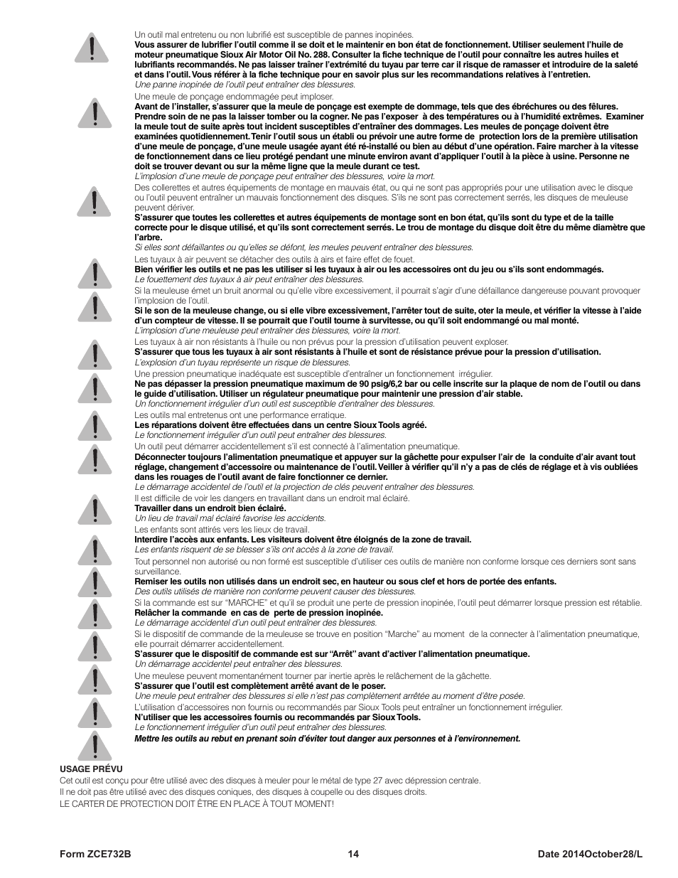 Sioux Tools SWG10AXL User Manual | Page 14 / 34