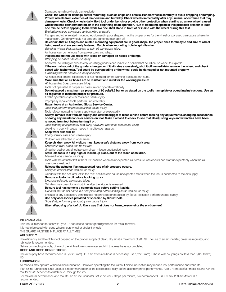 Sioux Tools SWG10AXL User Manual | Page 2 / 34