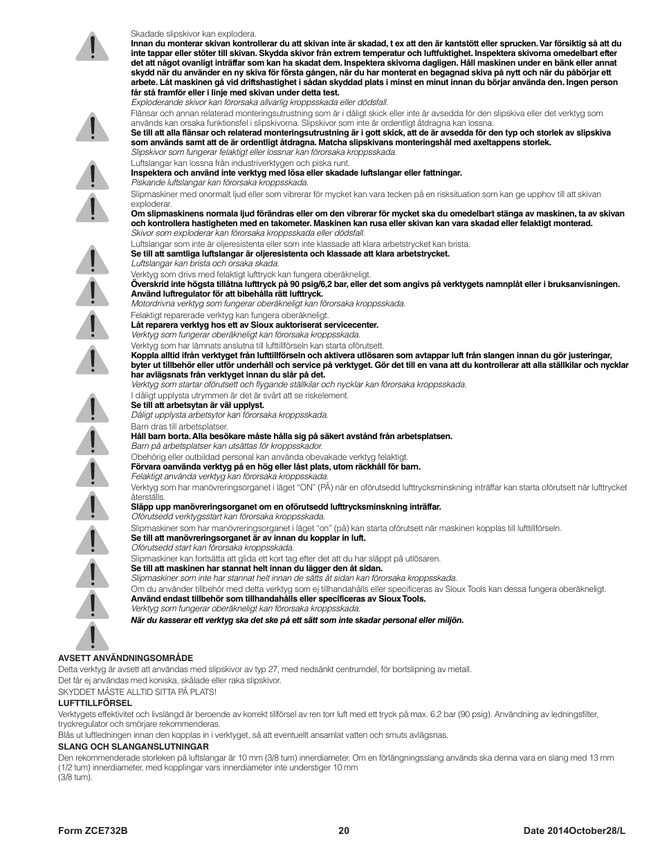 Sioux Tools SWG10AXL User Manual | Page 20 / 34