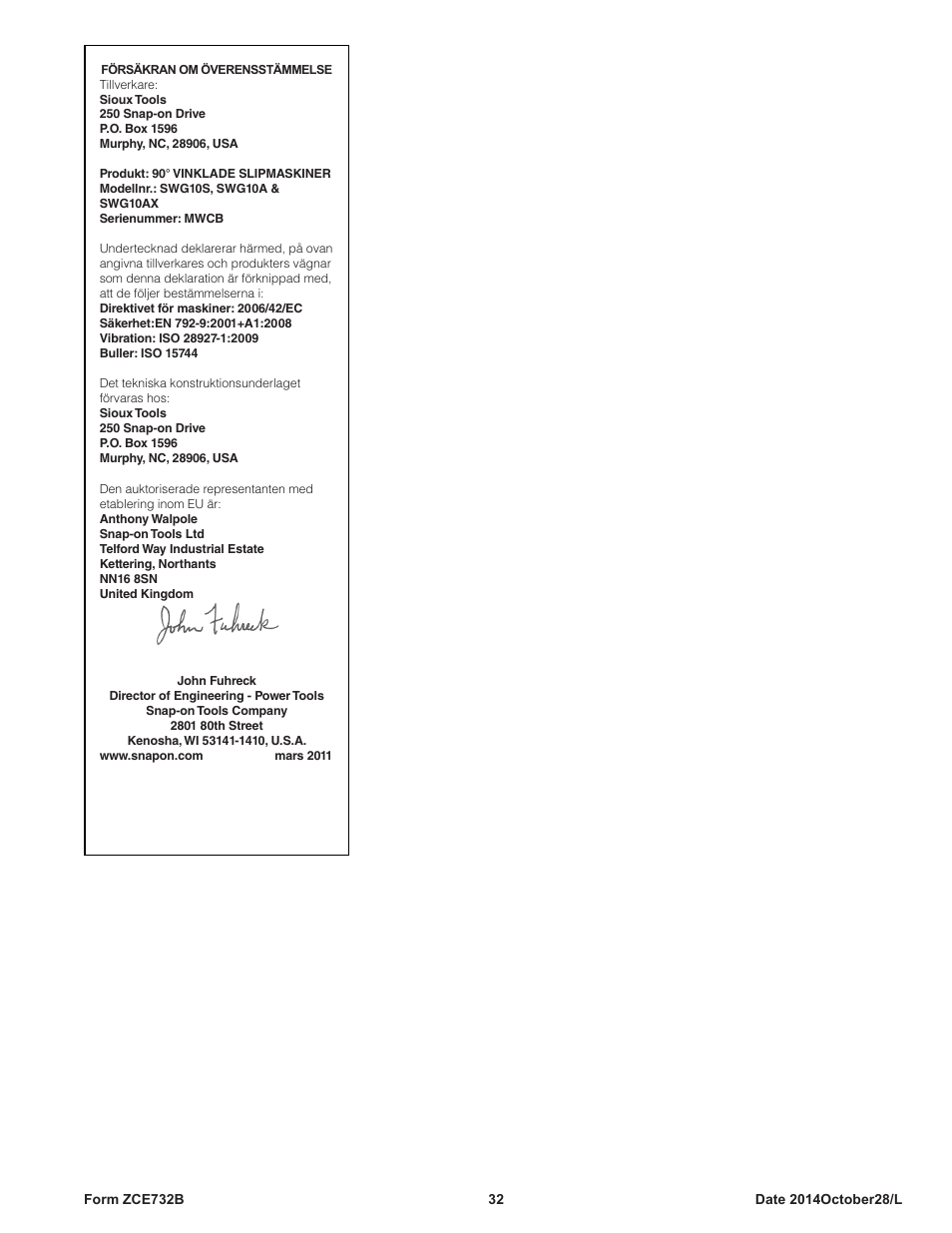 Sioux Tools SWG10AXL User Manual | Page 32 / 34