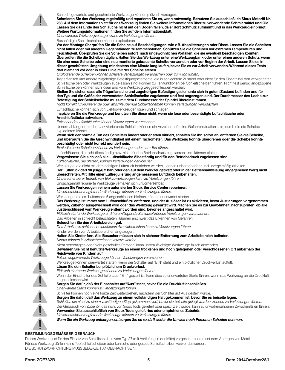 Sioux Tools SWG10AXL User Manual | Page 5 / 34