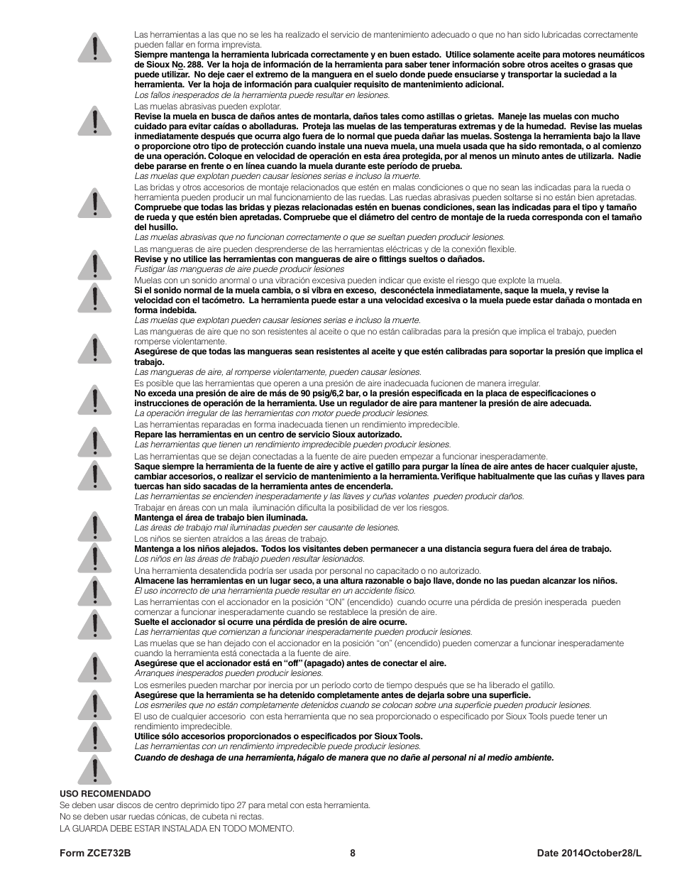 Sioux Tools SWG10AXL User Manual | Page 8 / 34