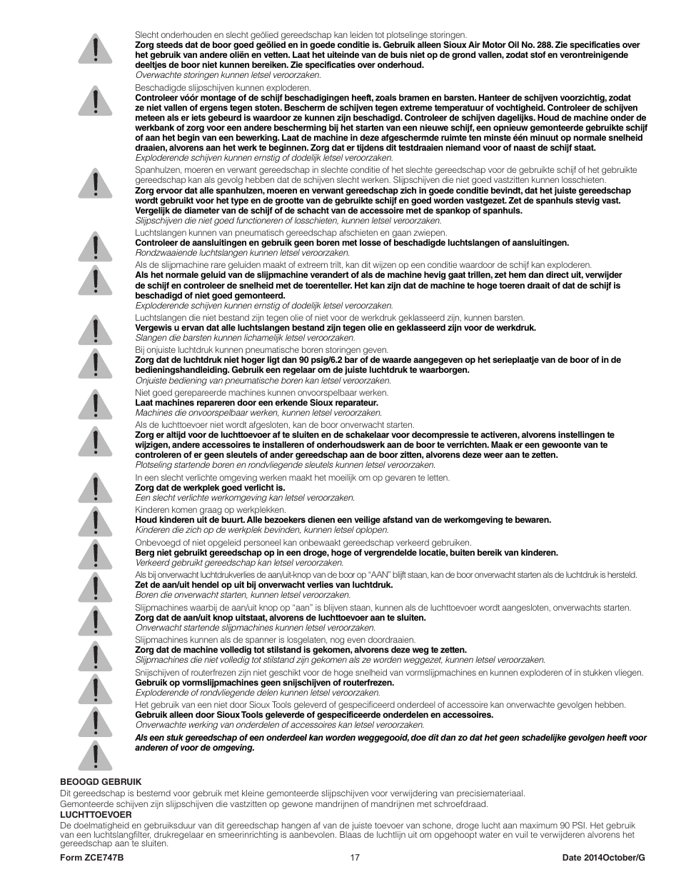 Sioux Tools SAG10AX User Manual | Page 17 / 34