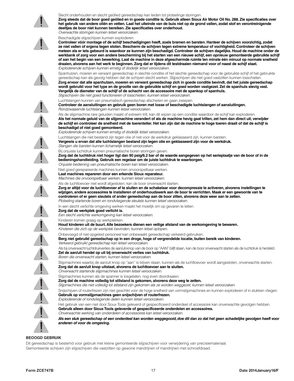 Sioux Tools SAG10AX User Manual | Page 17 / 33