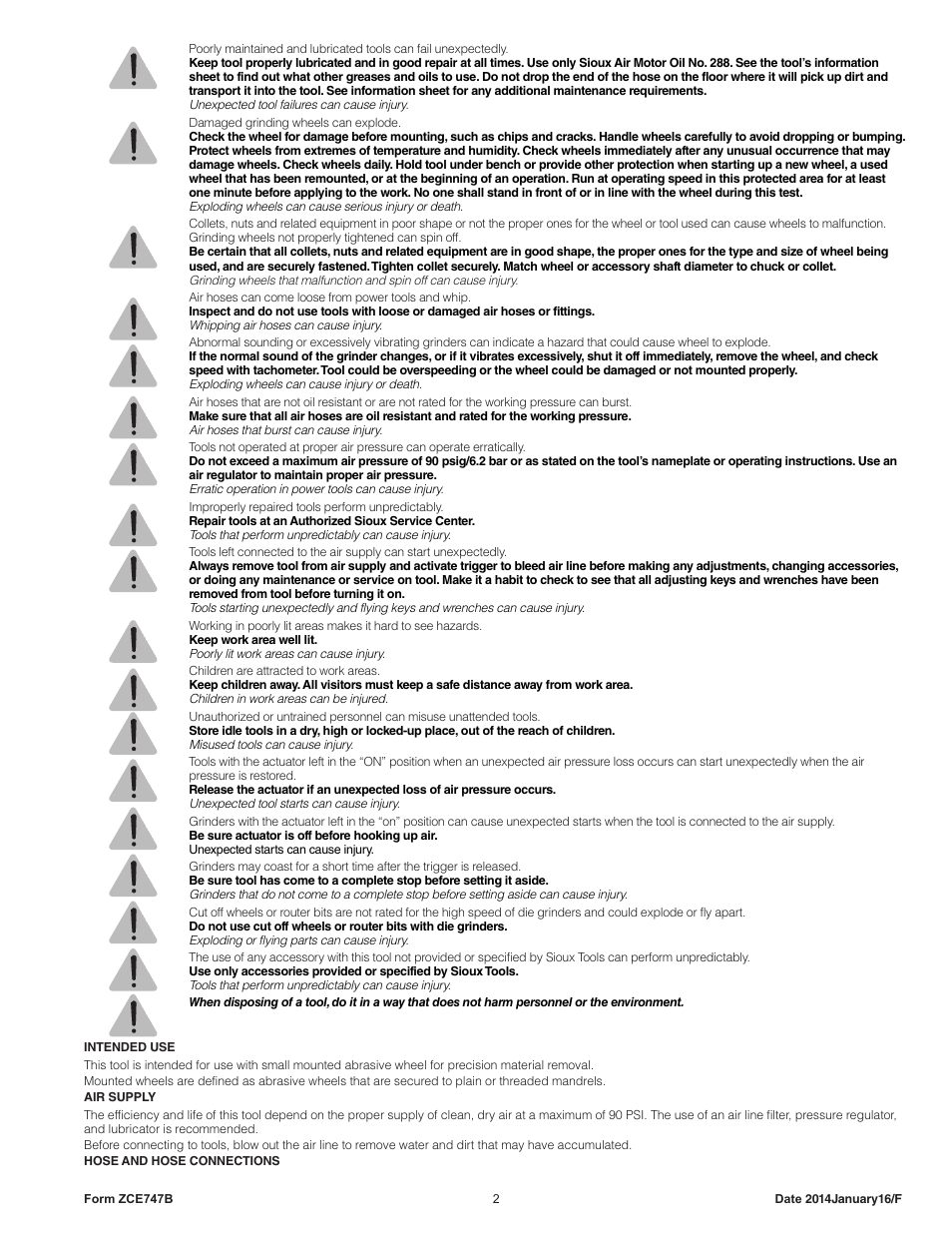 Sioux Tools SAG10AX User Manual | Page 2 / 33