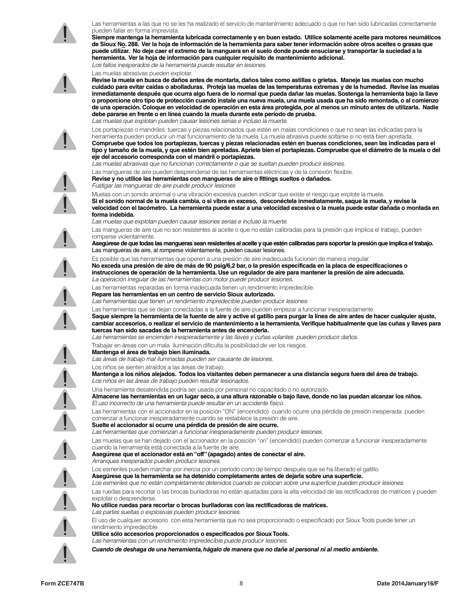 Sioux Tools SAG10AX User Manual | Page 8 / 33