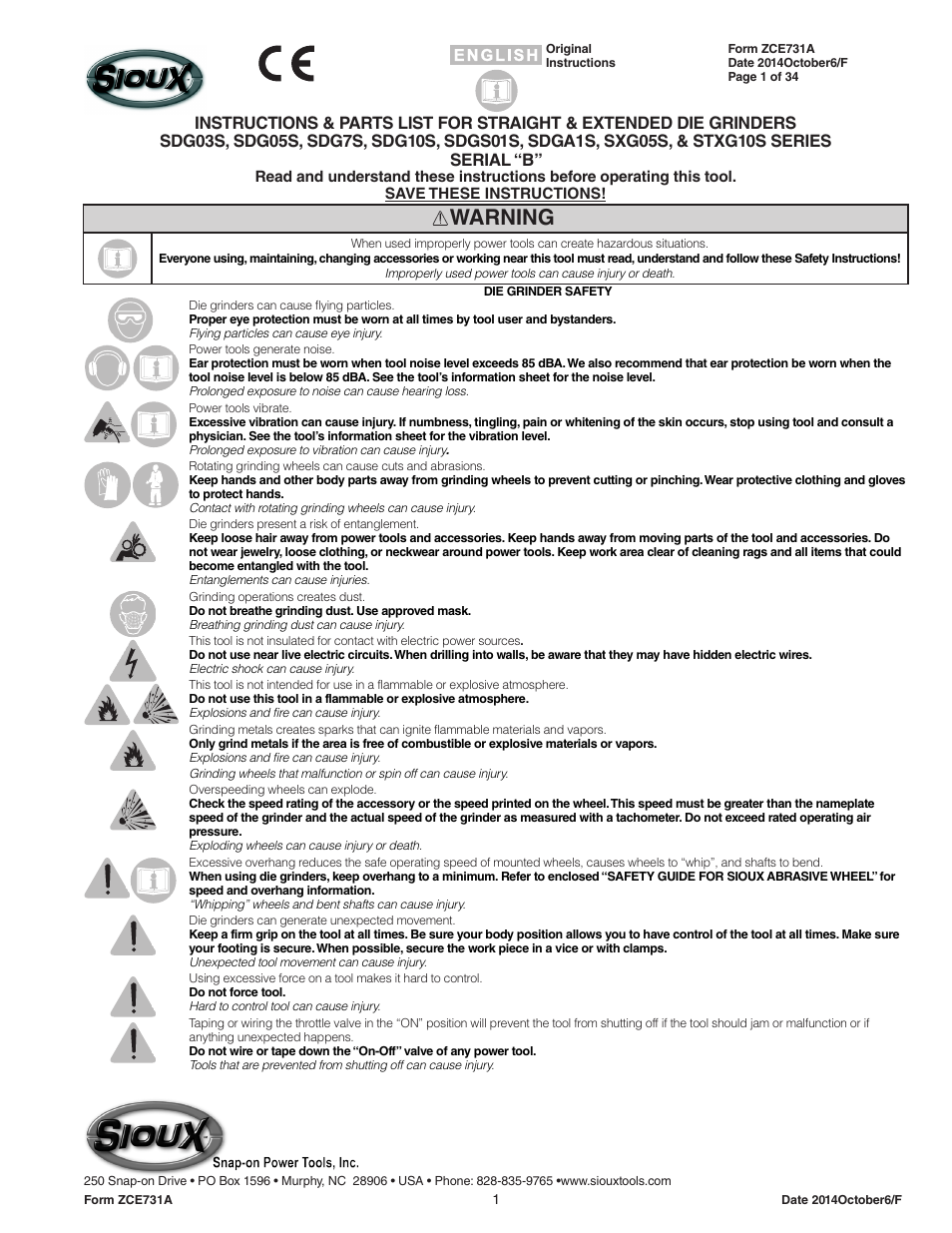 Sioux Tools STXG10S User Manual | 36 pages