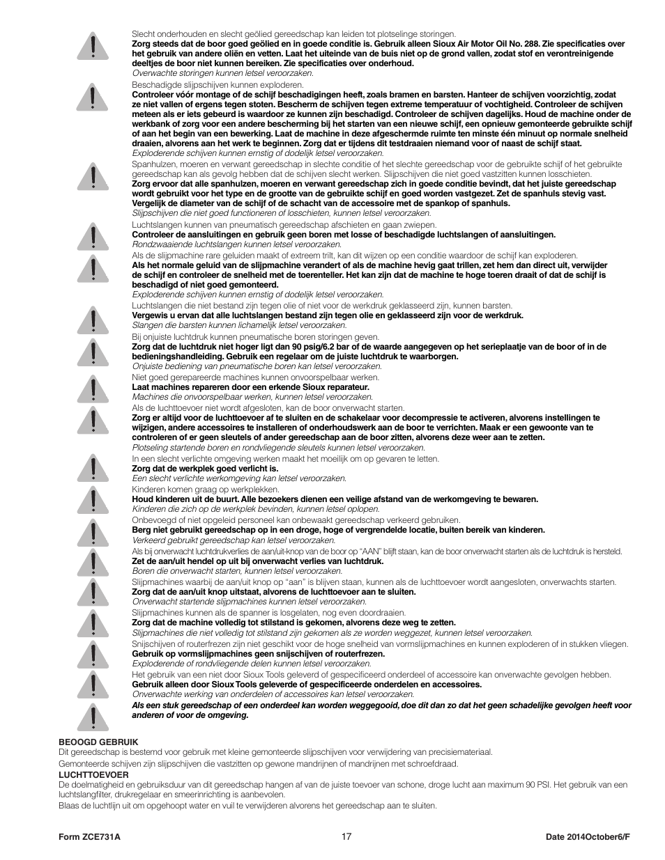 Sioux Tools STXG10S User Manual | Page 17 / 36