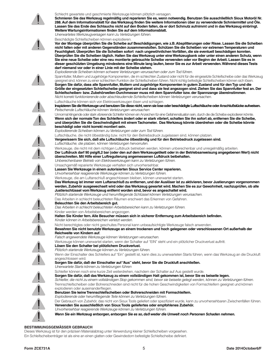 Sioux Tools STXG10S User Manual | Page 5 / 36