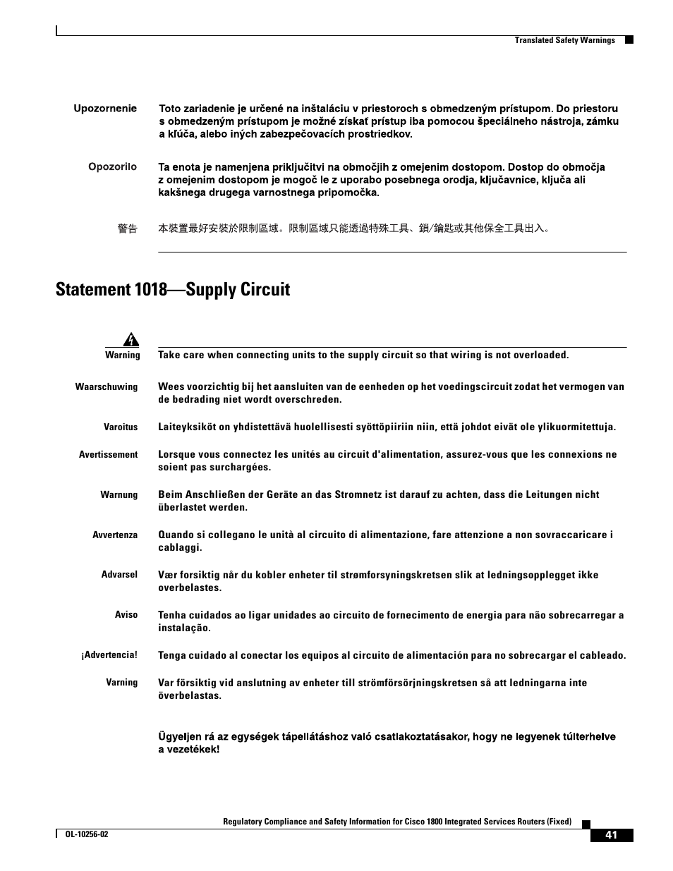 Statement 1018-supply circuit, Statement 1018—supply circuit | Cisco 1800 User Manual | Page 41 / 74