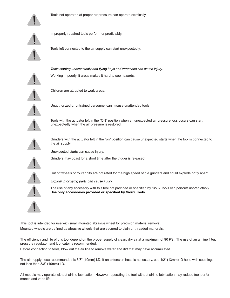 Sioux Tools SDG10P User Manual | Page 3 / 31