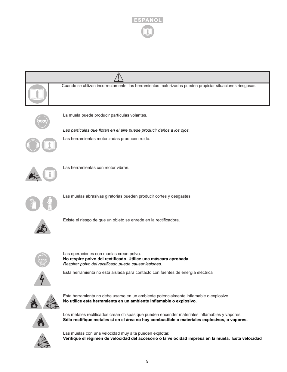 Advertencia | Sioux Tools SDG10P User Manual | Page 9 / 31