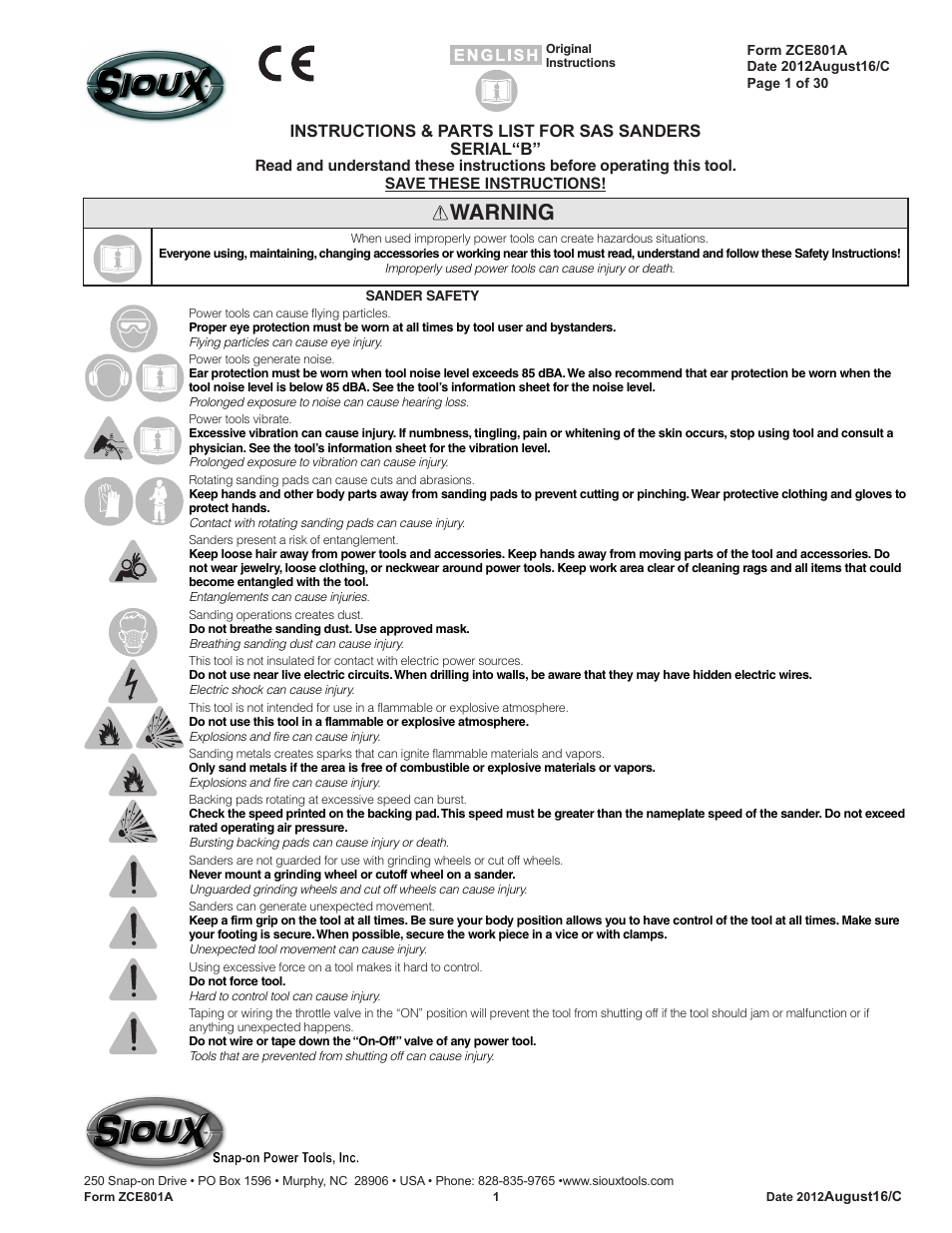 Sioux Tools SAS SANDERS User Manual | 31 pages