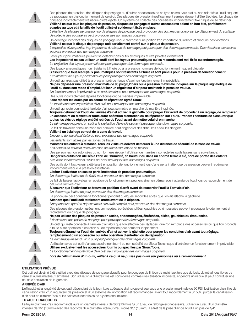 Sioux Tools SAS SANDERS User Manual | Page 14 / 31
