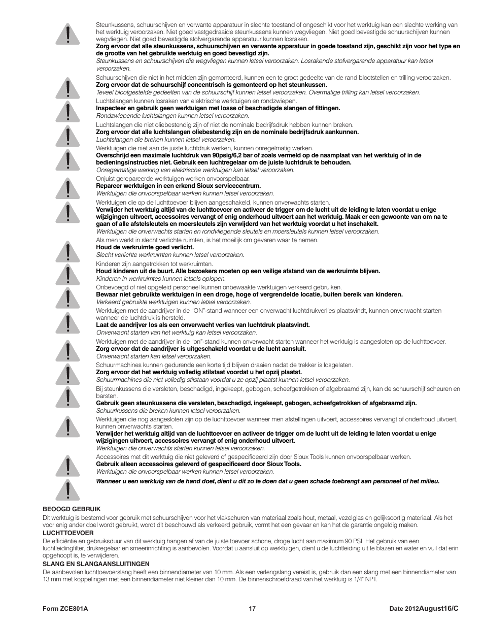 Sioux Tools SAS SANDERS User Manual | Page 17 / 31