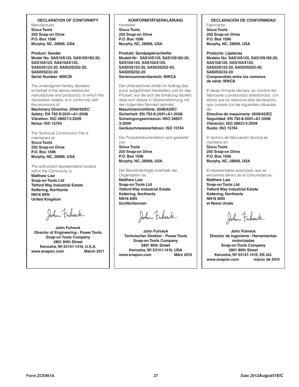 Sioux Tools SAS SANDERS User Manual | Page 27 / 31