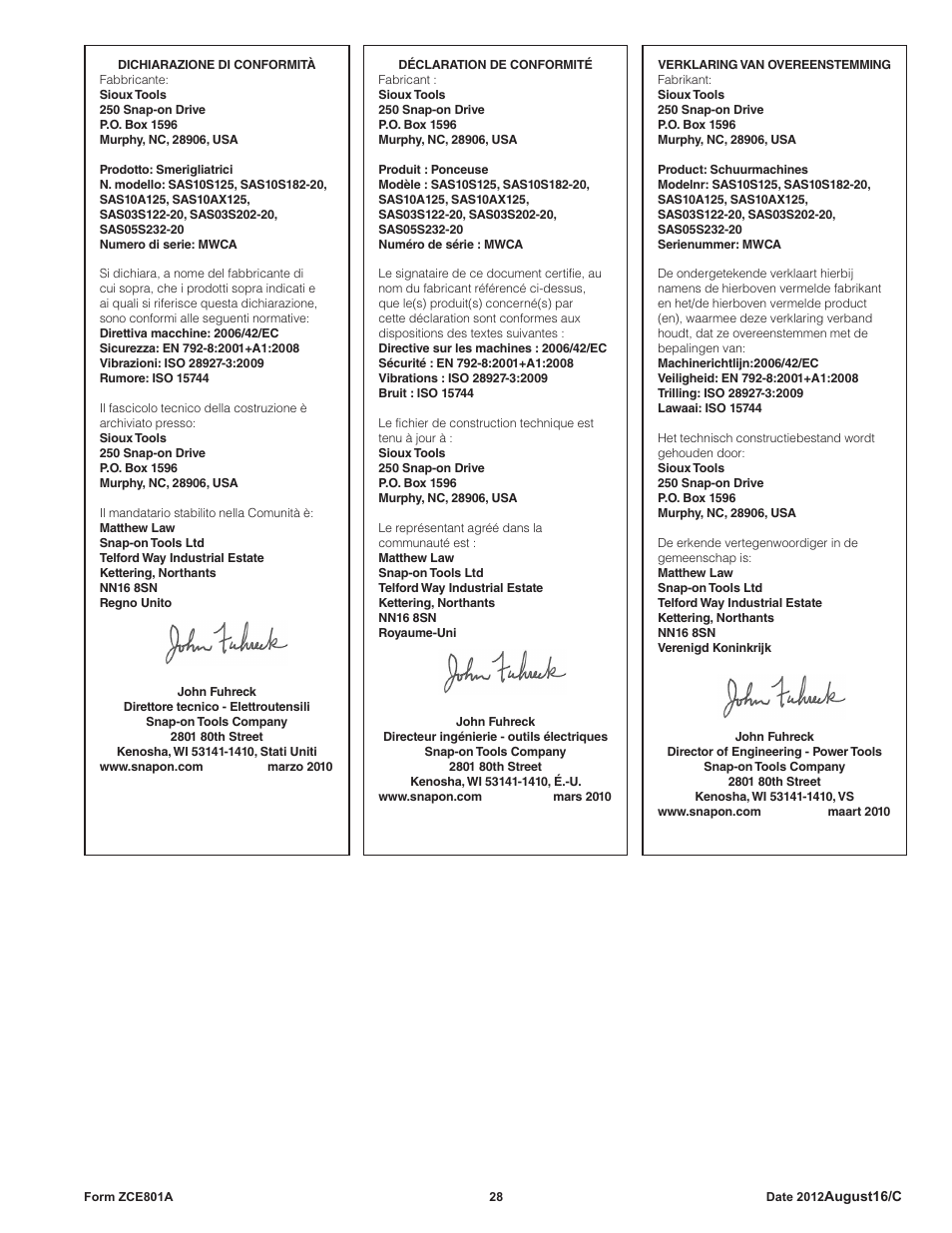 Sioux Tools SAS SANDERS User Manual | Page 28 / 31