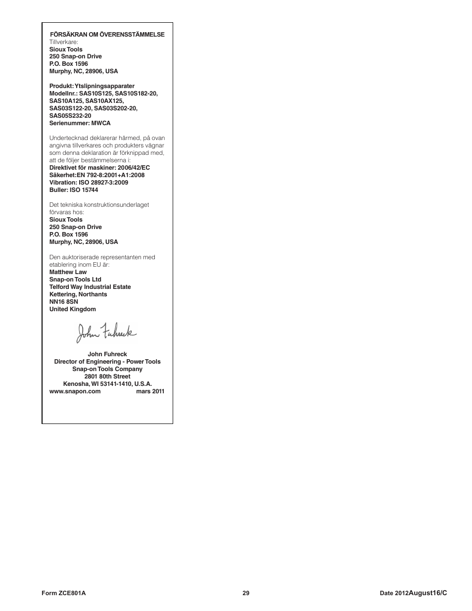 Sioux Tools SAS SANDERS User Manual | Page 29 / 31