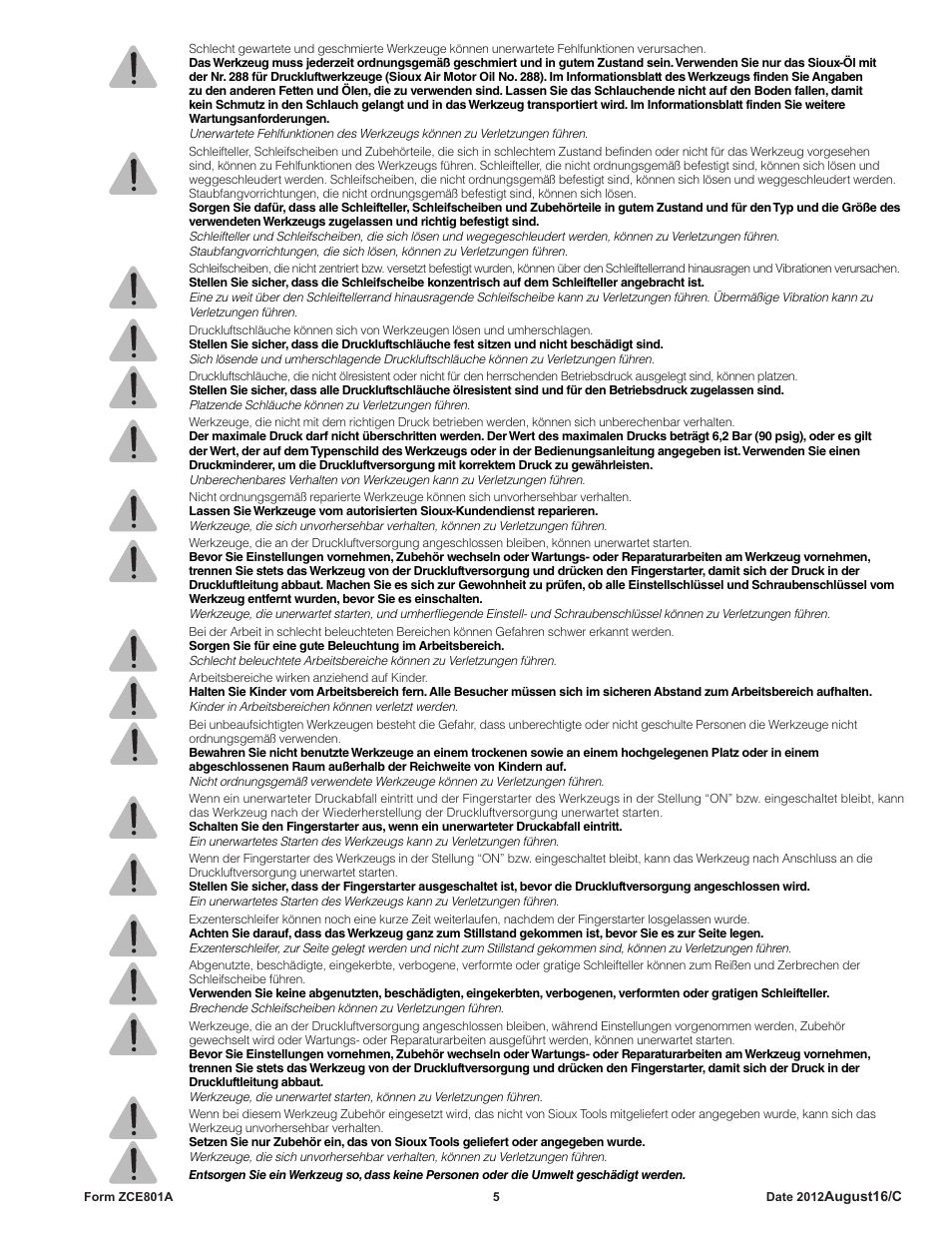 Sioux Tools SAS SANDERS User Manual | Page 5 / 31