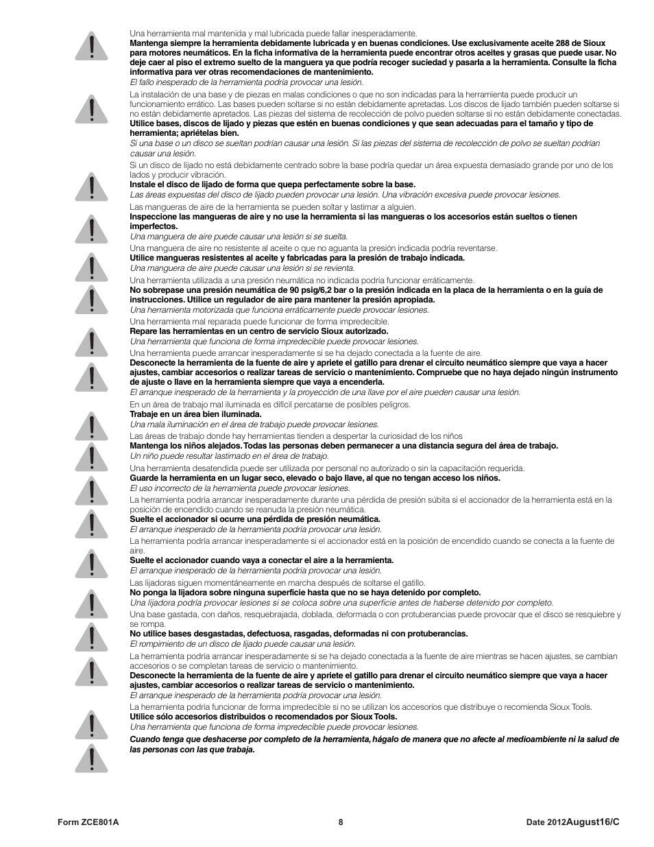 Sioux Tools SAS SANDERS User Manual | Page 8 / 31