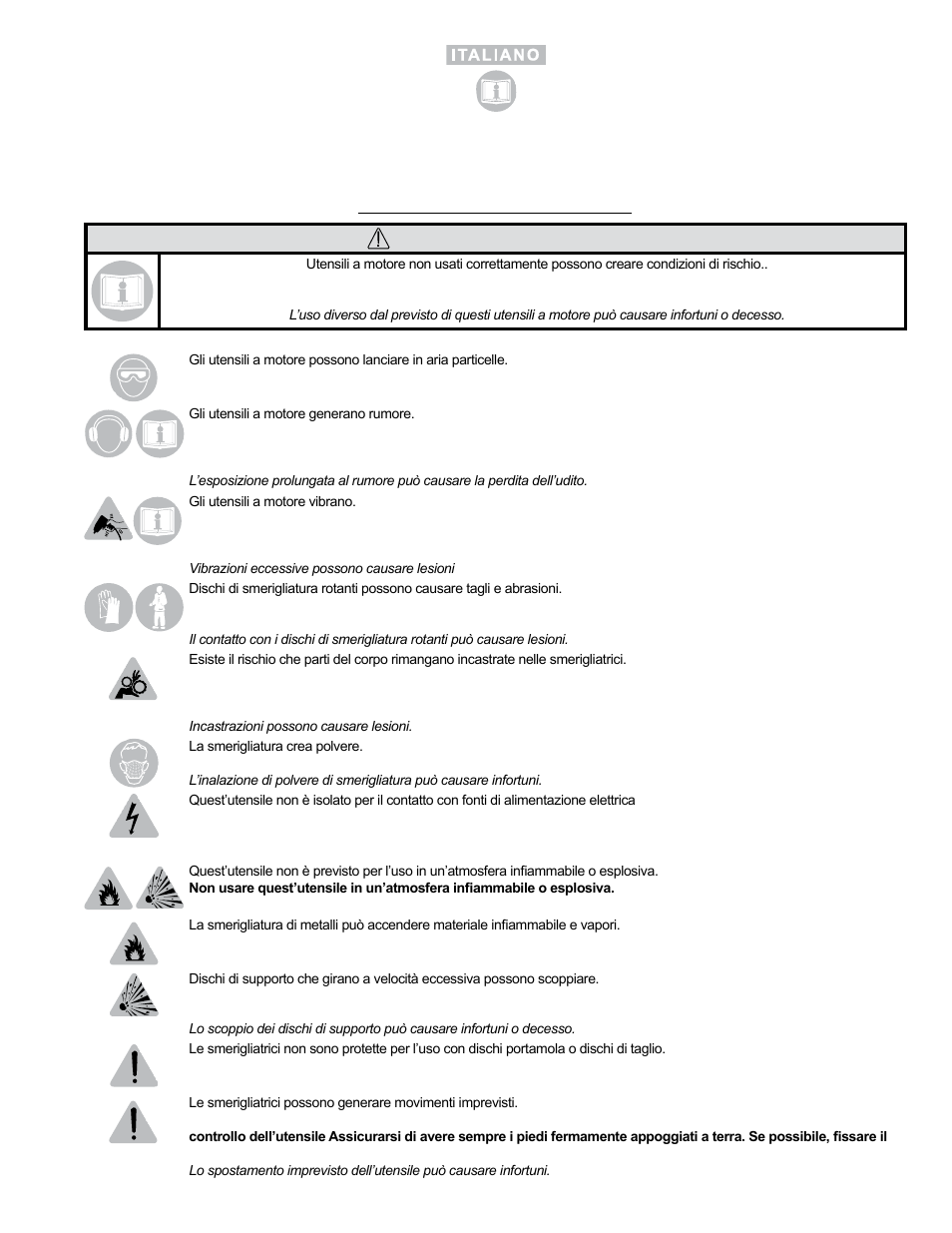 Avvertimento | Sioux Tools RO2510-44FNC User Manual | Page 13 / 35