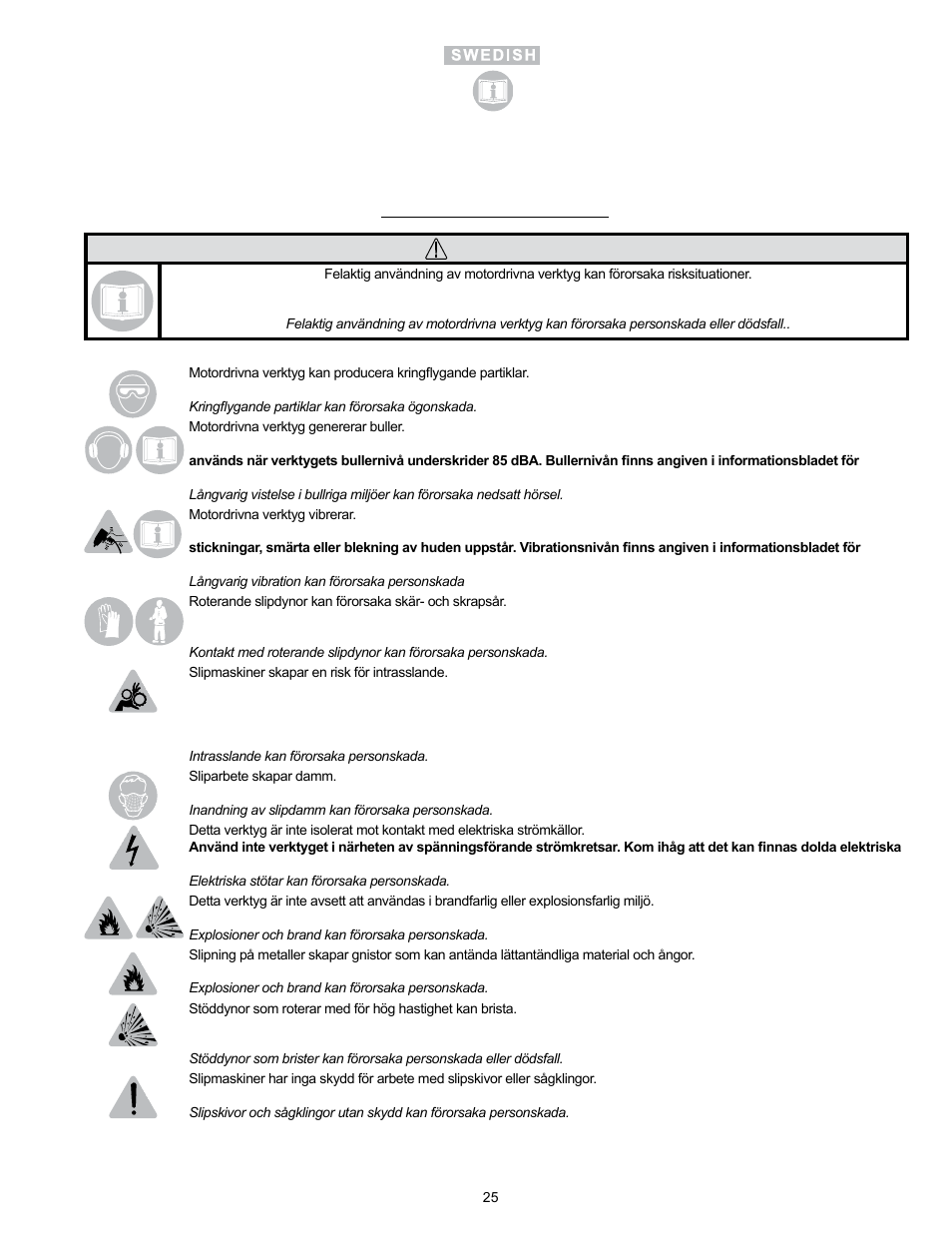 Varning | Sioux Tools RO2510-44FNC User Manual | Page 25 / 35
