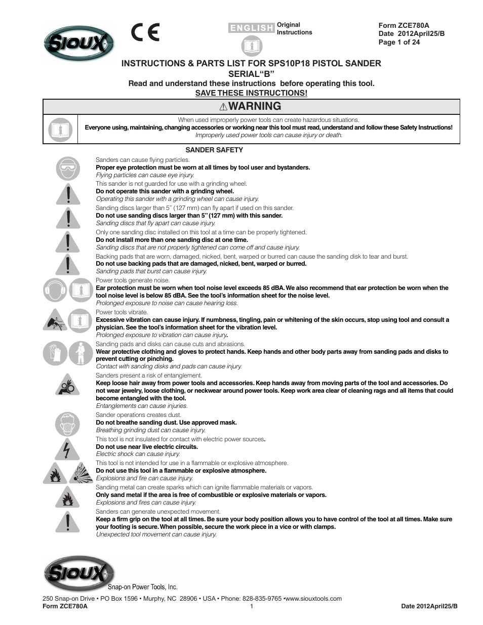 Sioux Tools SPS10P18 User Manual | 25 pages