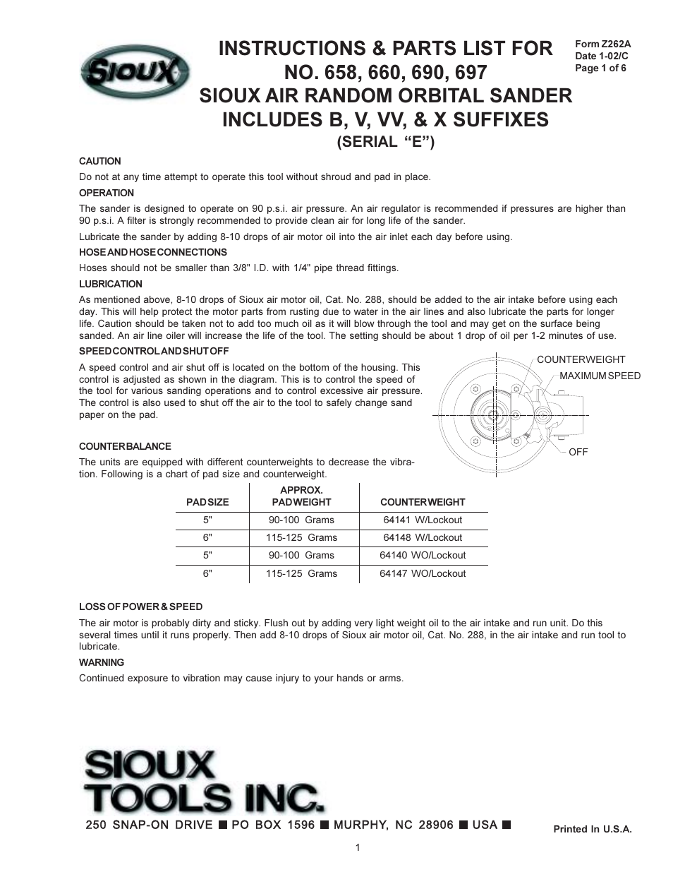 Sioux Tools 697 User Manual | 7 pages