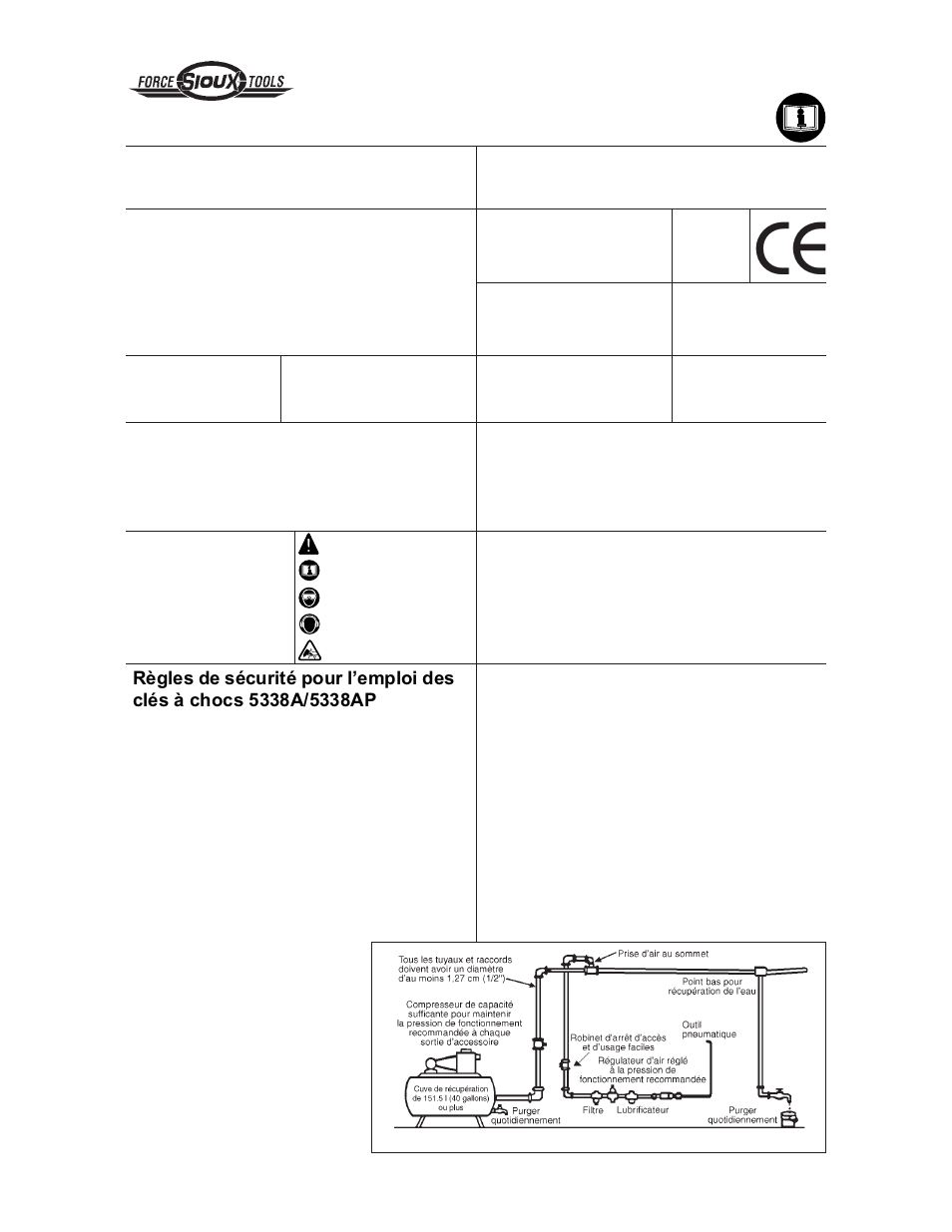 5338a, 5338ap, Clés à chocs pneumatique de 3/8 po | Sioux Tools 5338AP User Manual | Page 4 / 20