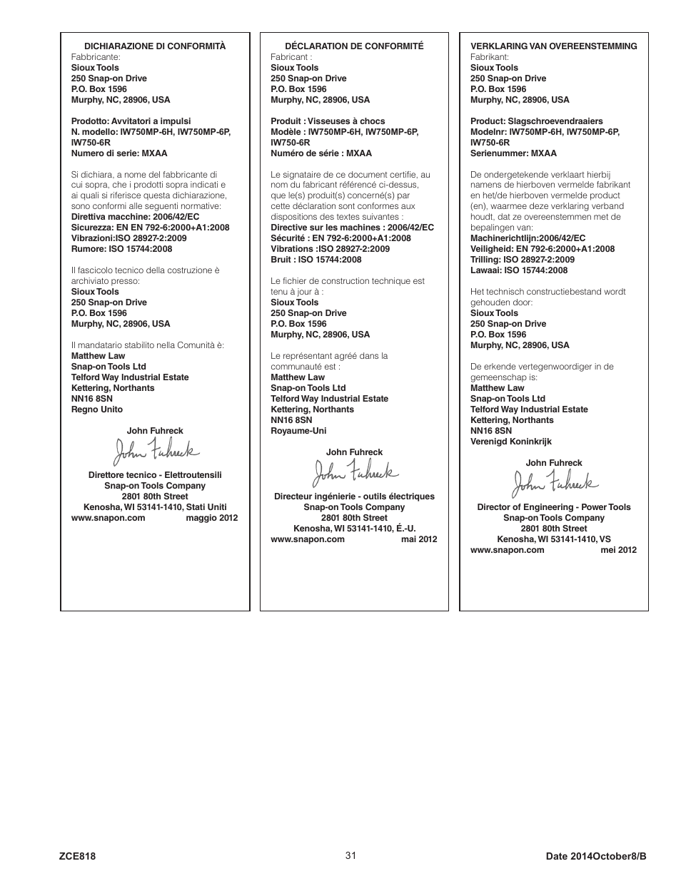 Sioux Tools IW750MP-6R User Manual | Page 31 / 34