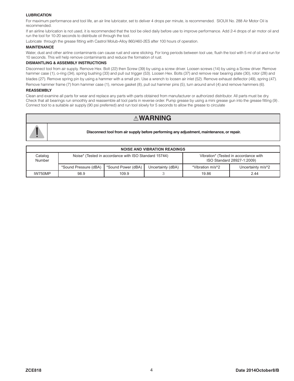 Warning | Sioux Tools IW750MP-6R User Manual | Page 4 / 34