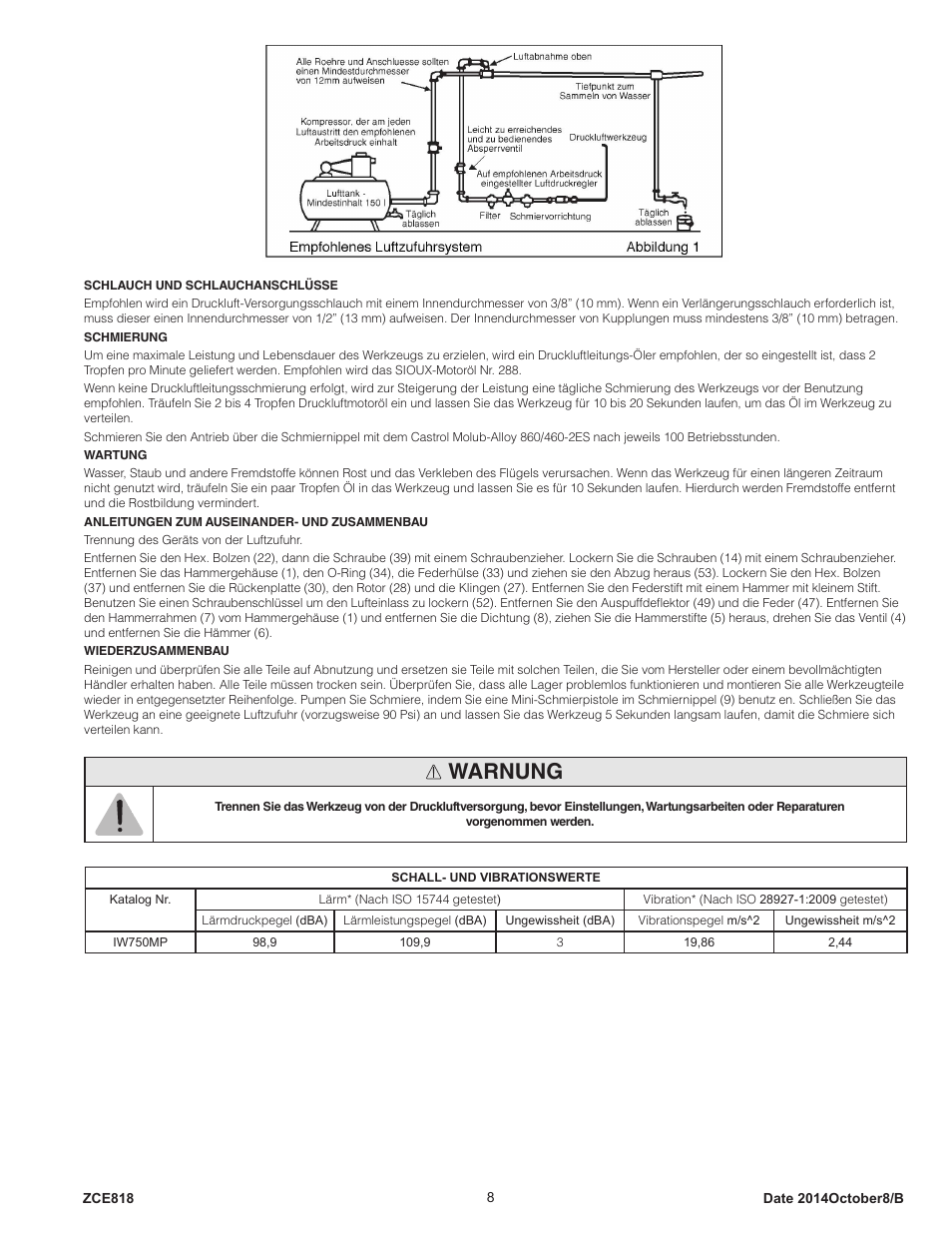 Warnung | Sioux Tools IW750MP-6R User Manual | Page 8 / 34