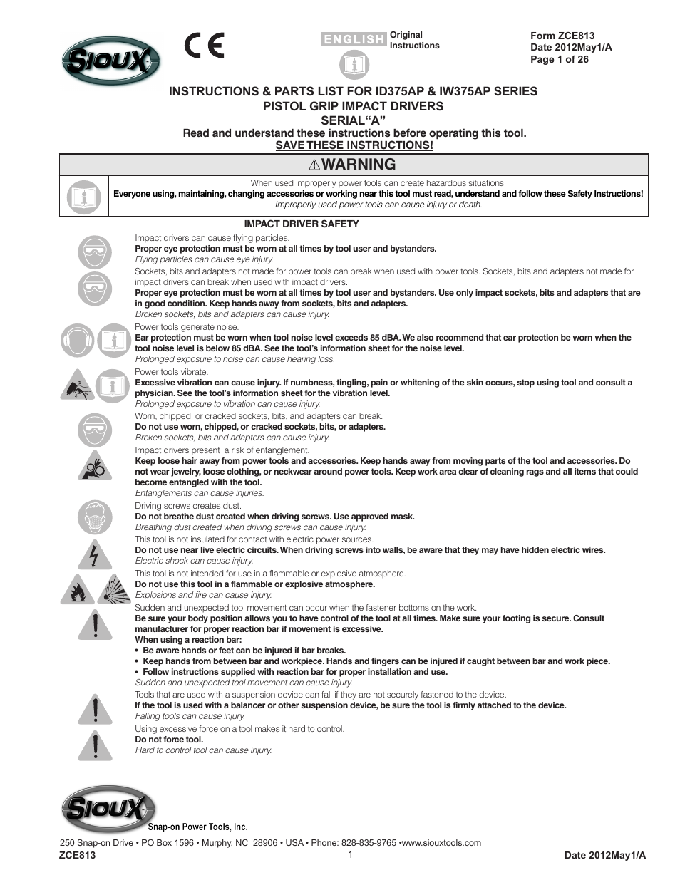 Sioux Tools IW375AP User Manual | 27 pages