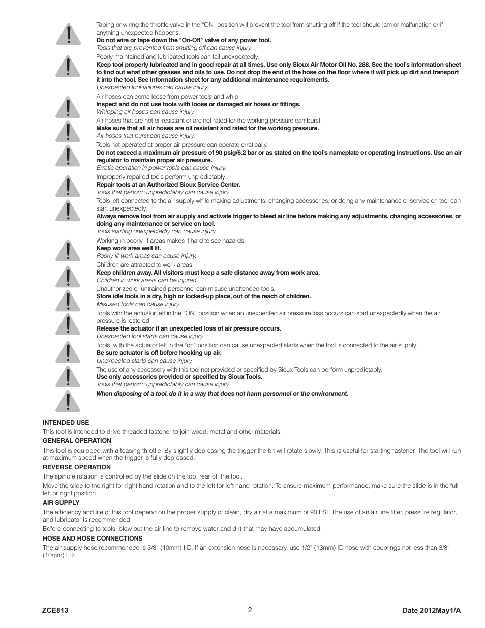 Sioux Tools IW375AP User Manual | Page 2 / 27