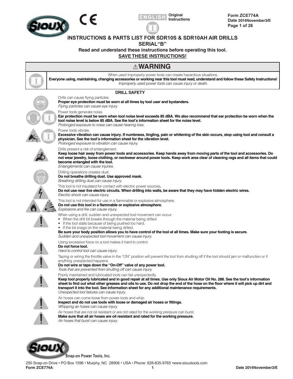 Sioux Tools SDR10AH User Manual | 27 pages