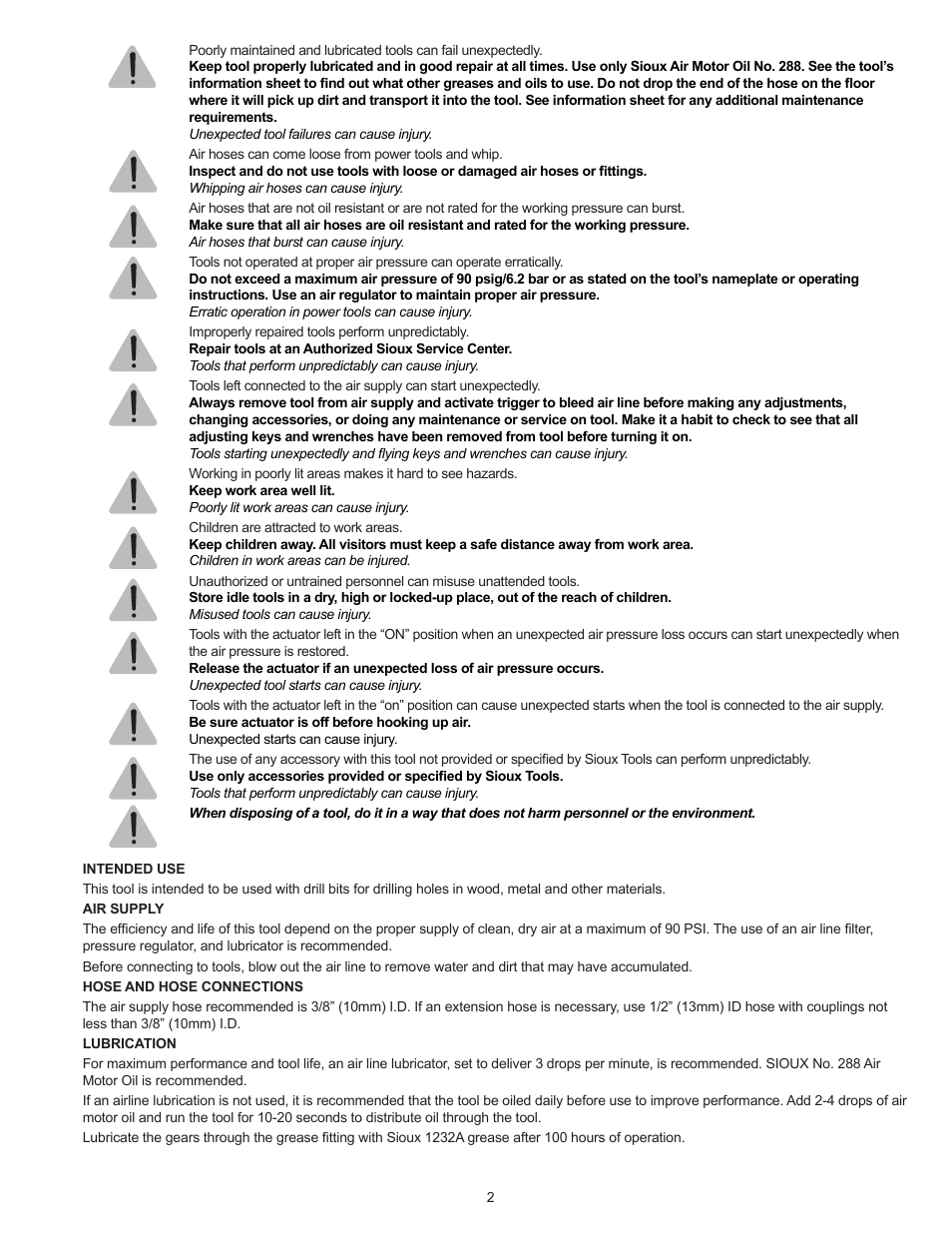 Sioux Tools SDR10A User Manual | Page 2 / 27