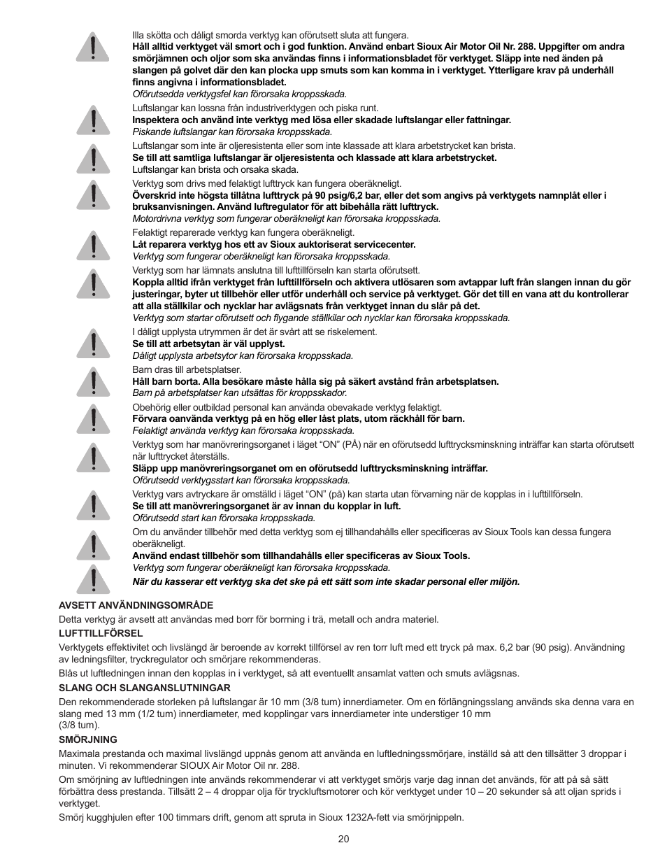 Sioux Tools SDR10A User Manual | Page 20 / 27