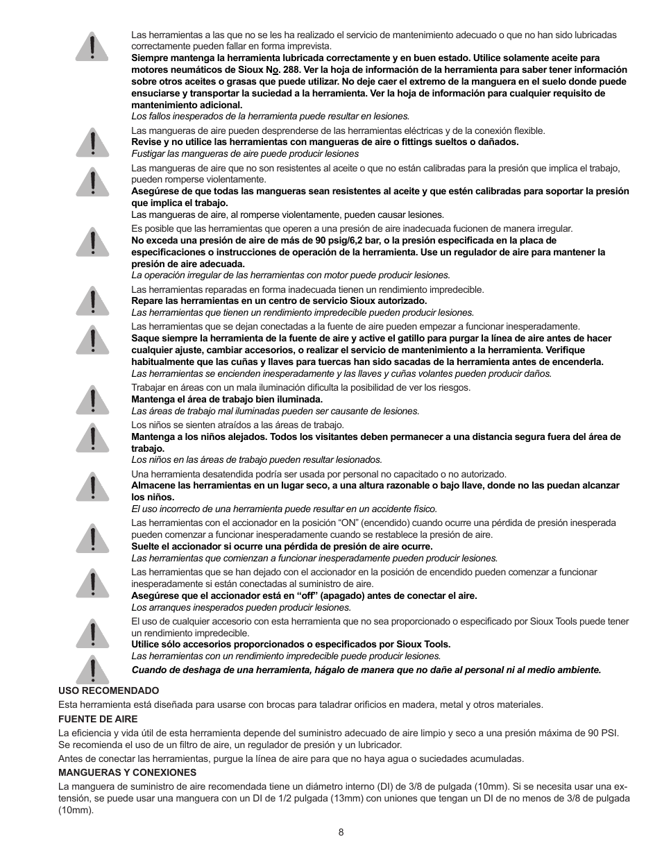 Sioux Tools SDR10A User Manual | Page 8 / 27