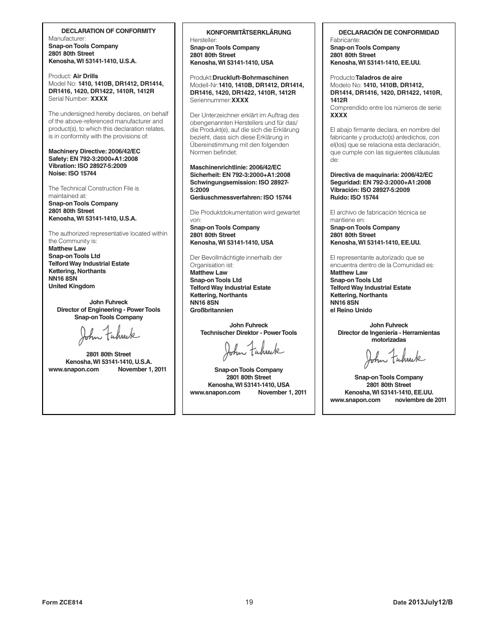 Sioux Tools SIOUX COMPACT DRILLS User Manual | Page 19 / 22